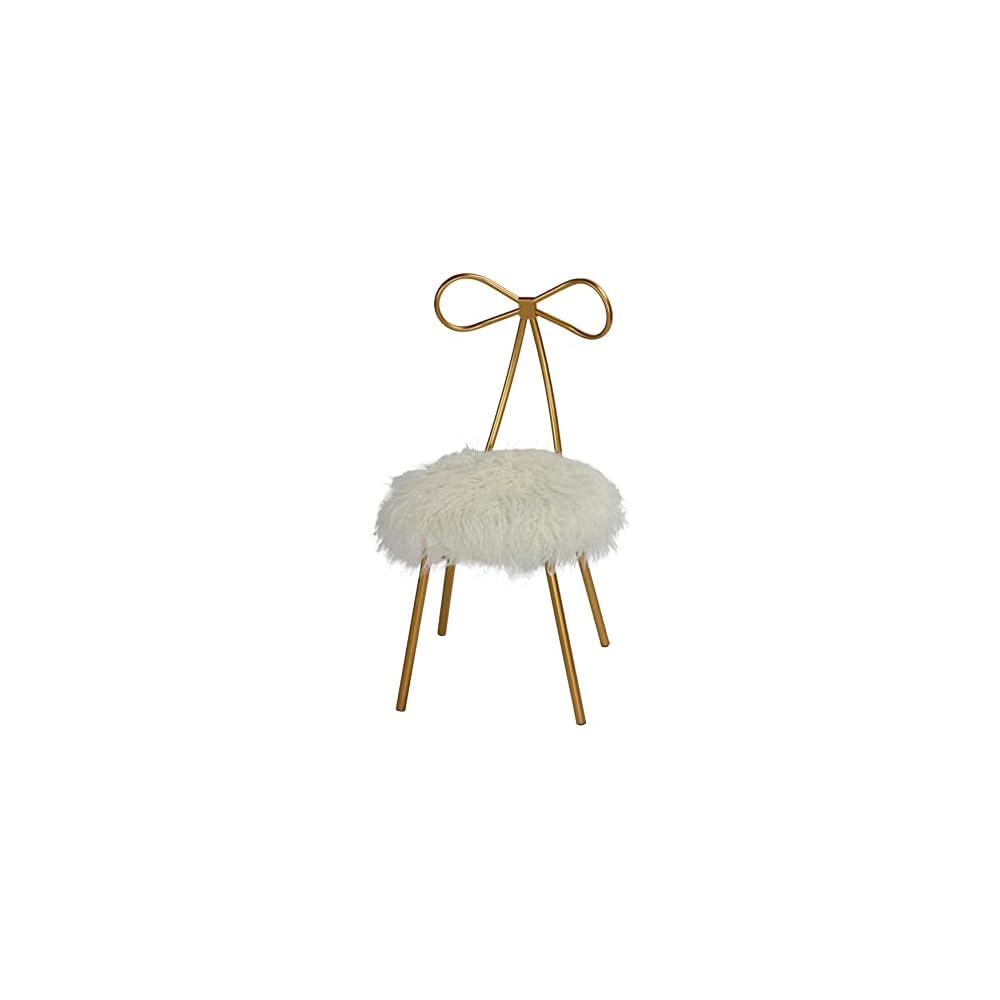Cortesi Home Tilly Accent Chair with Bow Detail, White Faux Fur
