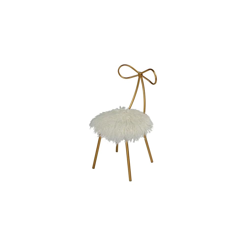 Cortesi Home Tilly Accent Chair with Bow Detail, White Faux Fur