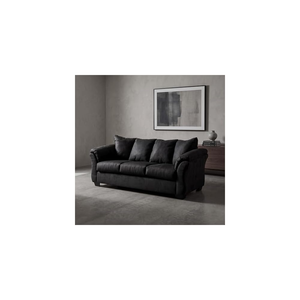 Signature Design by Ashley Darcy Contemporary 3-Seater Sofa Couch, Black