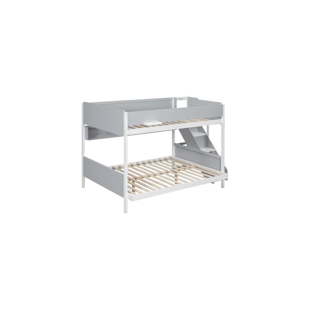 Merax Full XL Over Queen Bunk Bed with Staircase & Side Shelves, Gray