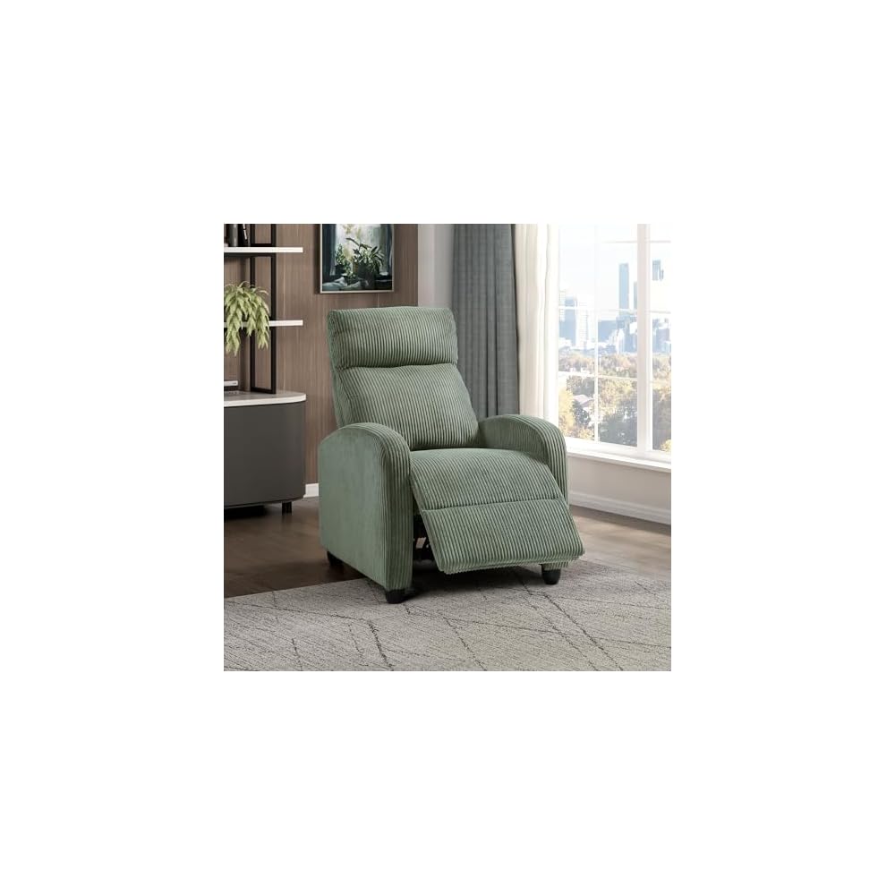 Lexicon Corduroy Pushback Recliner Chair, Green
