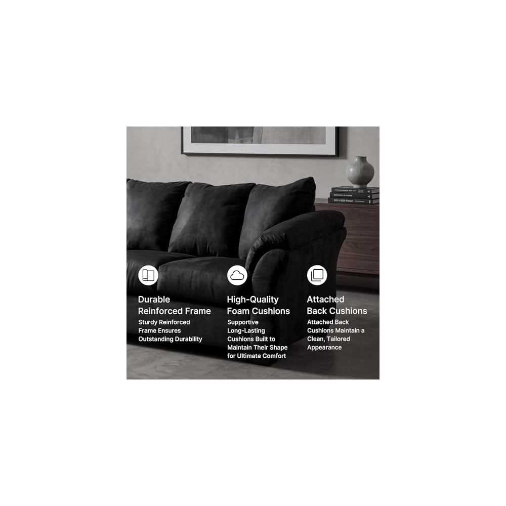 Signature Design by Ashley Darcy Contemporary 3-Seater Sofa Couch, Black