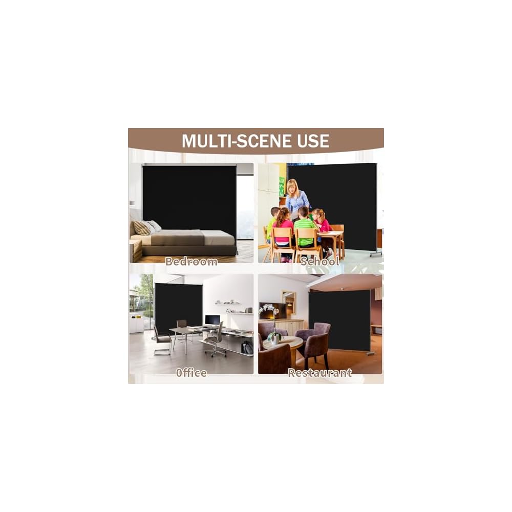 6*6FT Single Panel Room Divider/ Privacy Screen with Caster Wheels & Brakes